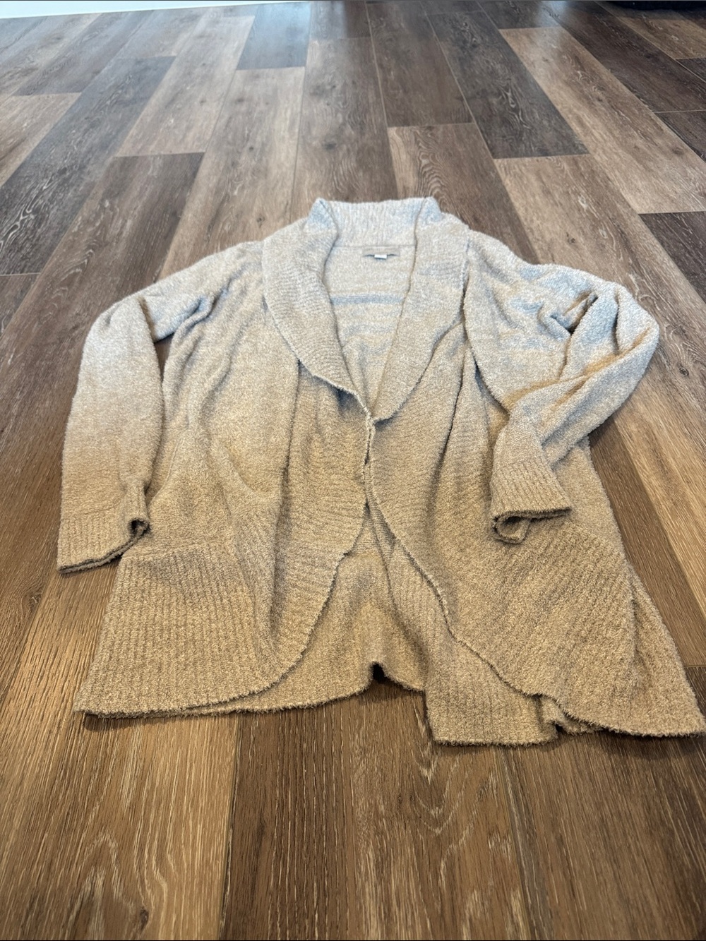 Barefoot Dreams Open-Front Shawl Collar Cardigan - light gray